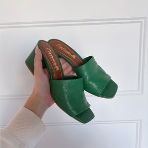 Clarabelle Leather Blocked Heel Mule